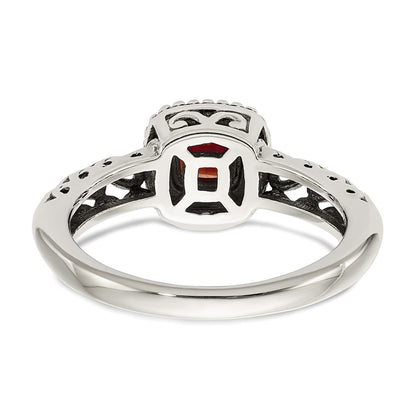 14K/Silver Two Tone Shey Couture Sterling Silver With 14K Accent Antiqued Cushion Garnet Ring