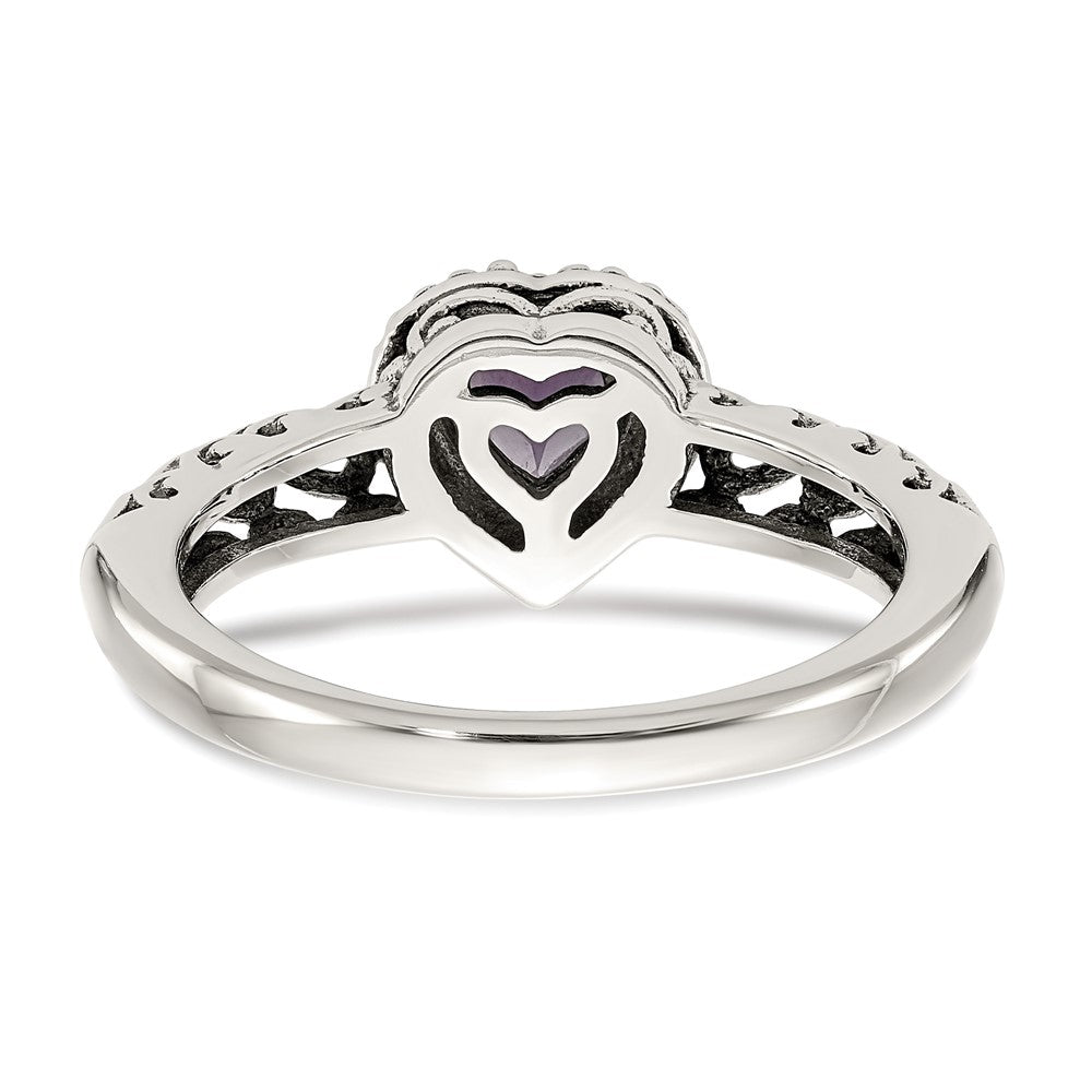 14K/Silver Two Tone Shey Couture Sterling Silver With 14K Accent Antiqued Amethyst Heart Ring