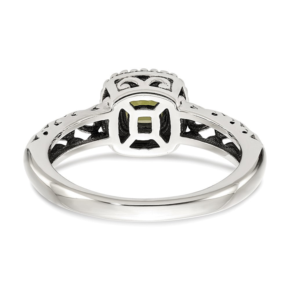 14K/Silver Two Tone Shey Couture Sterling Silver With 14K Accent Antiqued Cushion Peridot Ring