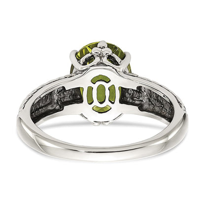 14K/Silver Two Tone Shey Couture Sterling Silver With 14K Accent Antiqued Oval Peridot Ring