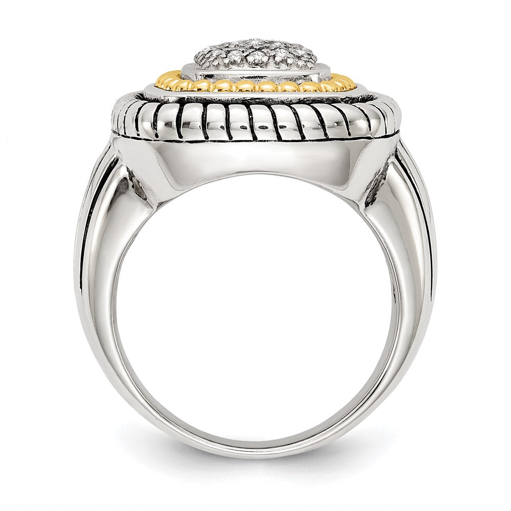 14K/Silver Two Tone Shey Couture Sterling Silver With 14K Accent Antiqued Diamond Ring