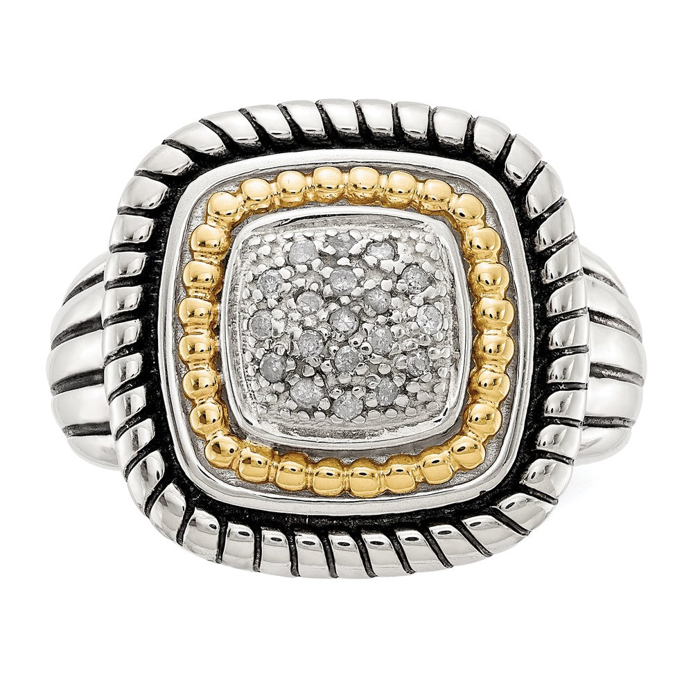 14K/Silver Two Tone Shey Couture Sterling Silver With 14K Accent Antiqued Diamond Ring
