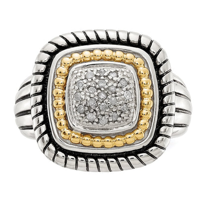 14K/Silver Two Tone Shey Couture Sterling Silver With 14K Accent Antiqued Diamond Ring