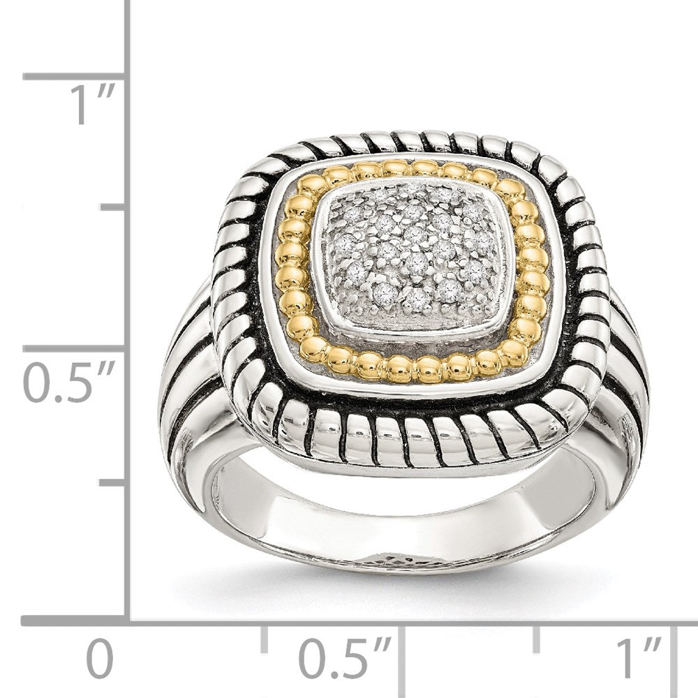 14K/Silver Two Tone Shey Couture Sterling Silver With 14K Accent Antiqued Diamond Ring