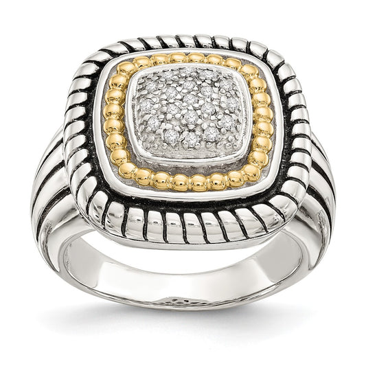 14K/Silver Two Tone Shey Couture Sterling Silver With 14K Accent Antiqued Diamond Ring