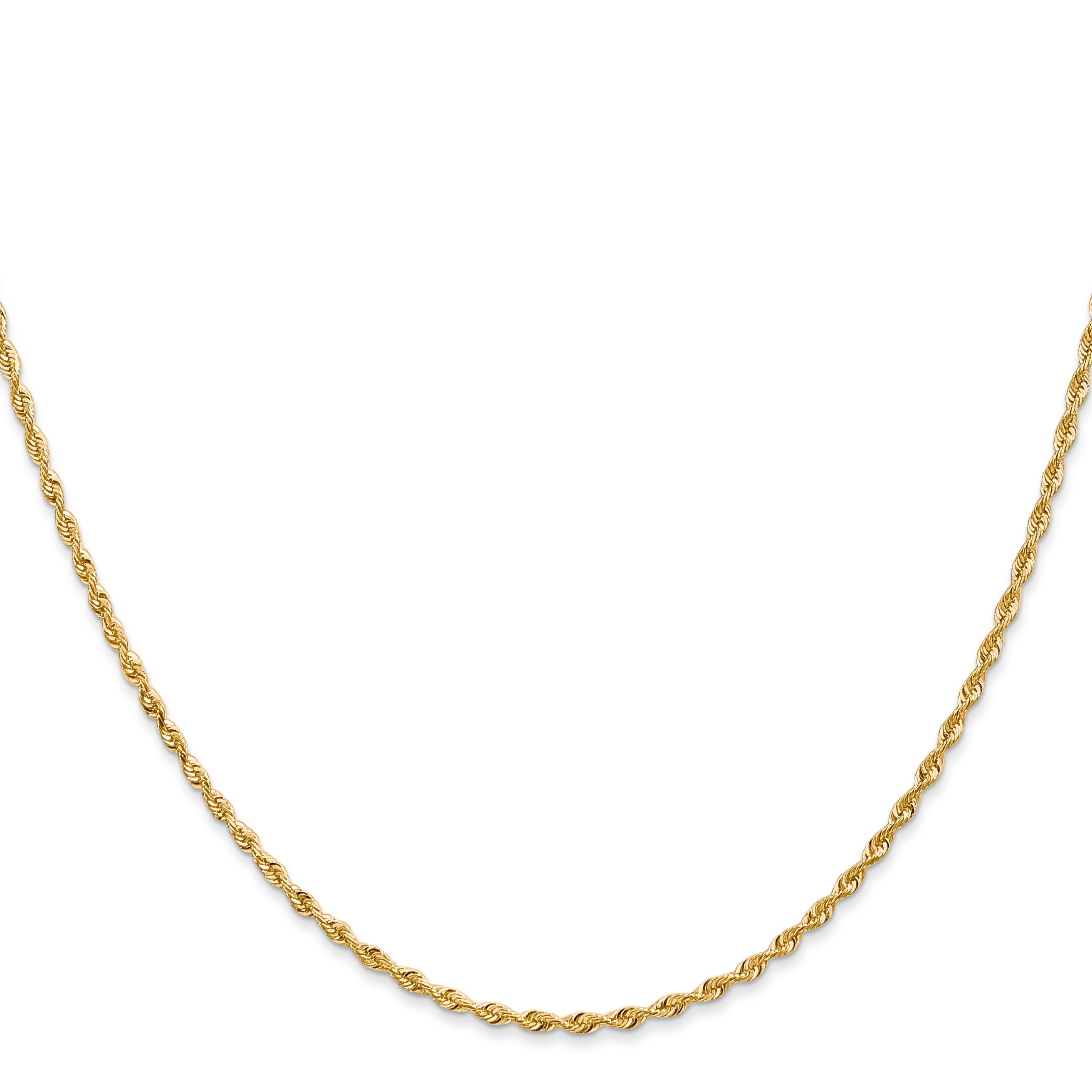 14K Yellow Gold 24 Inch 1.85mm Diamond-Cut Quadruple Rope Lobster Clasp Chain Necklace
