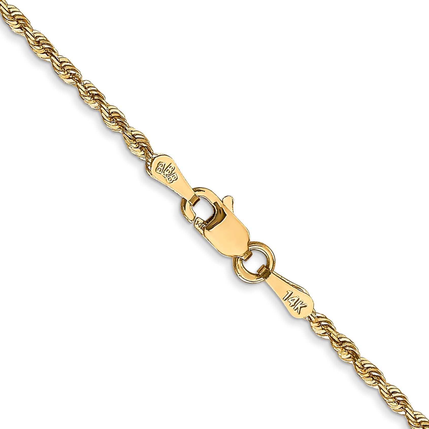 14K Yellow Gold 16 Inch 1.85mm Diamond-Cut Quadruple Rope Lobster Clasp Chain Necklace
