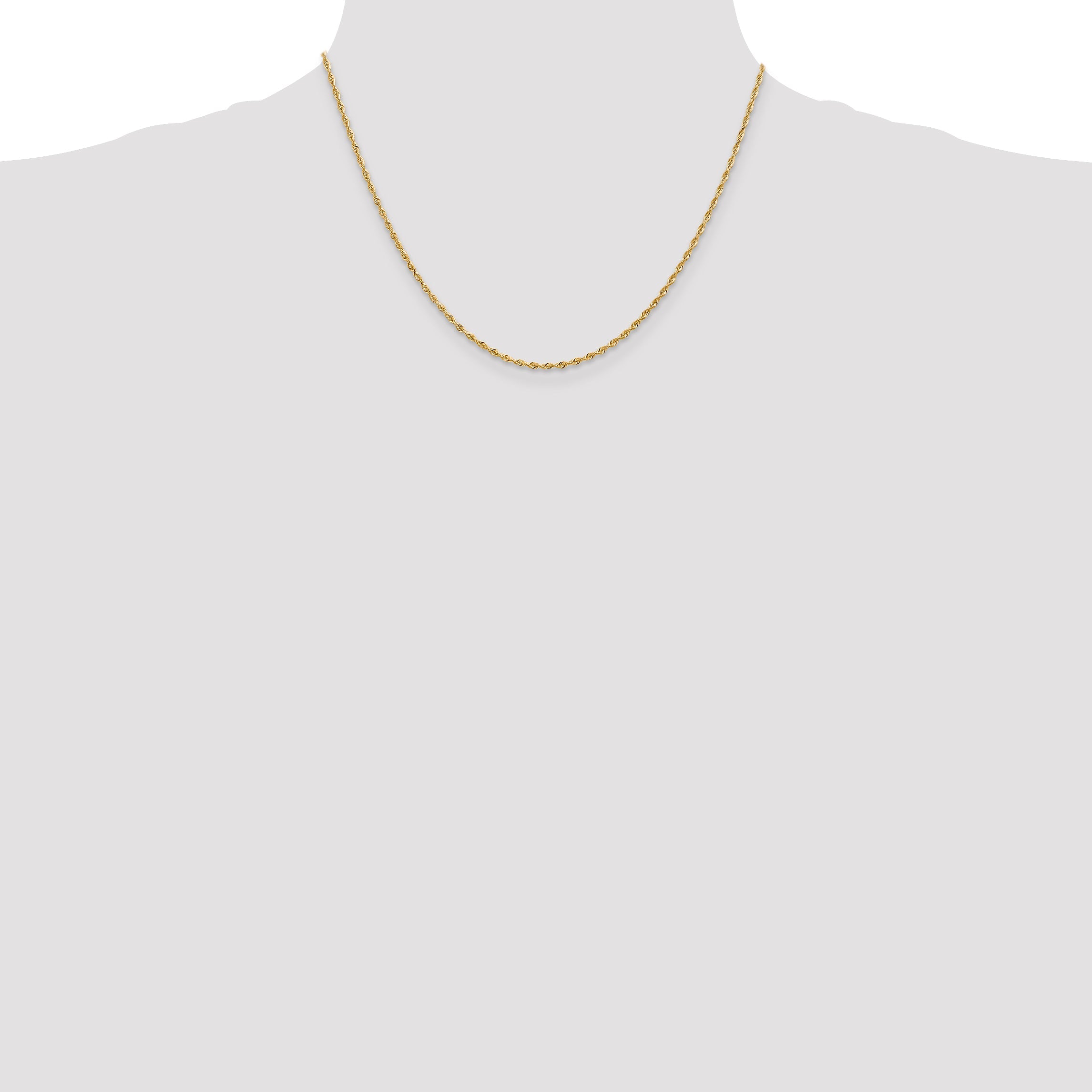 14K Yellow Gold 18 Inch 1.85mm Diamond-Cut Quadruple Rope Lobster Clasp Chain Necklace