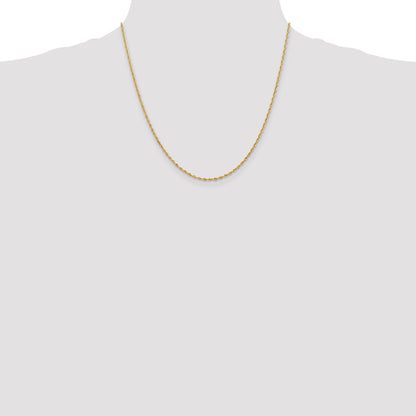 14K Yellow Gold 20 Inch 1.85mm Diamond-Cut Quadruple Rope Lobster Clasp Chain Necklace