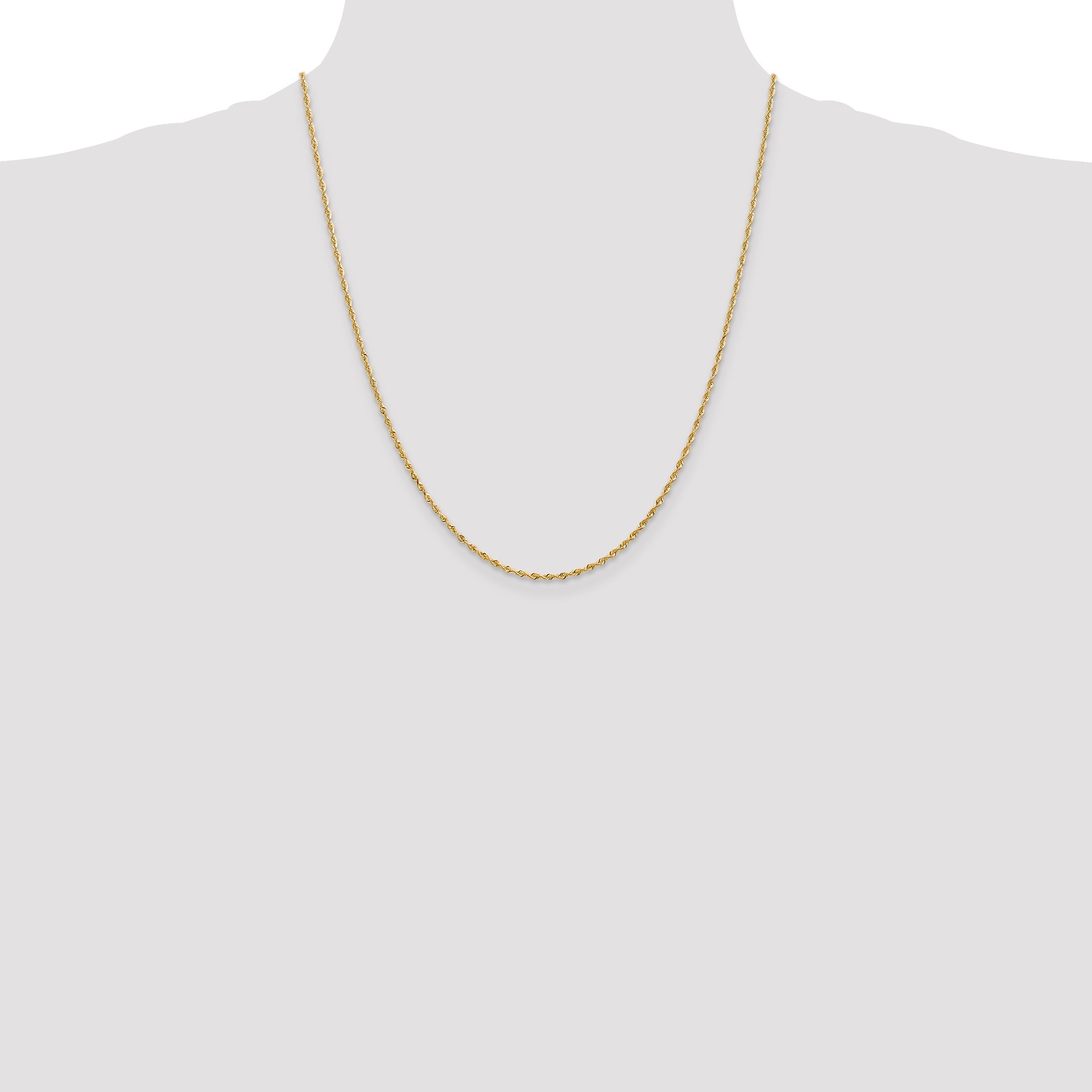 14K Yellow Gold 22 Inch 1.85mm Diamond-Cut Quadruple Rope Lobster Clasp Chain Necklace