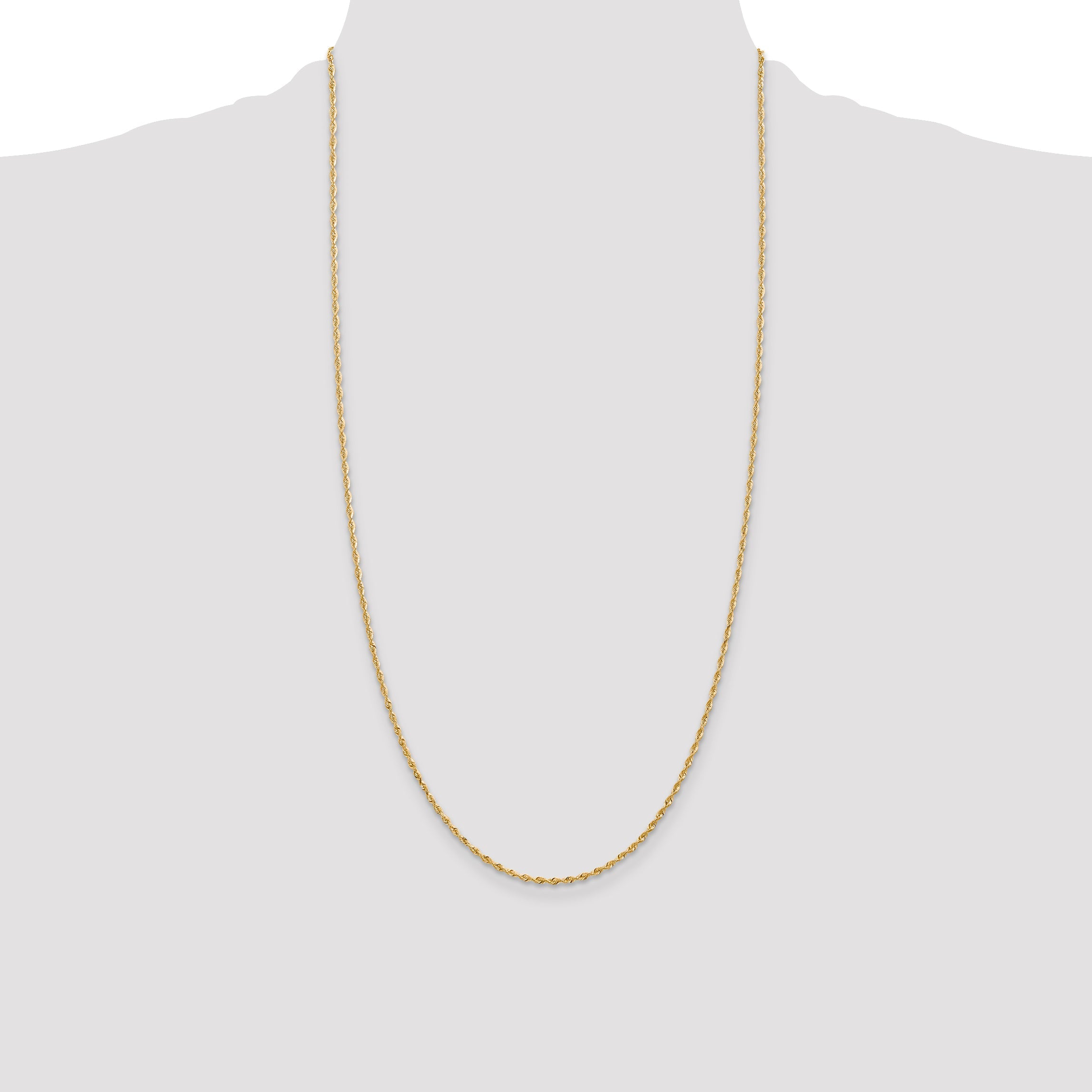 14K Yellow Gold 28 Inch 1.85mm Diamond-Cut Quadruple Rope Lobster Clasp Chain Necklace