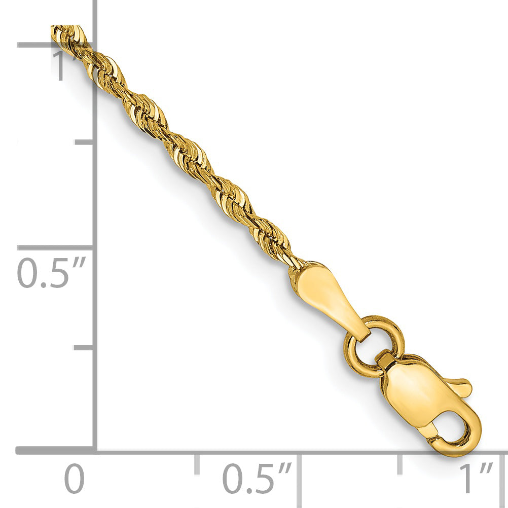 14K Yellow Gold 7 Inch 1.85mm Diamond-Cut Quadruple Rope Lobster Clasp Chain Bracelet