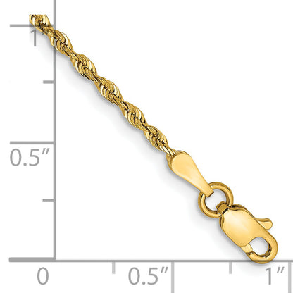 14K Yellow Gold 7 Inch 1.85mm Diamond-Cut Quadruple Rope Lobster Clasp Chain Bracelet