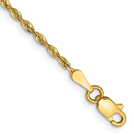 14K Yellow Gold 7 Inch 1.85mm Diamond-Cut Quadruple Rope Lobster Clasp Chain Bracelet