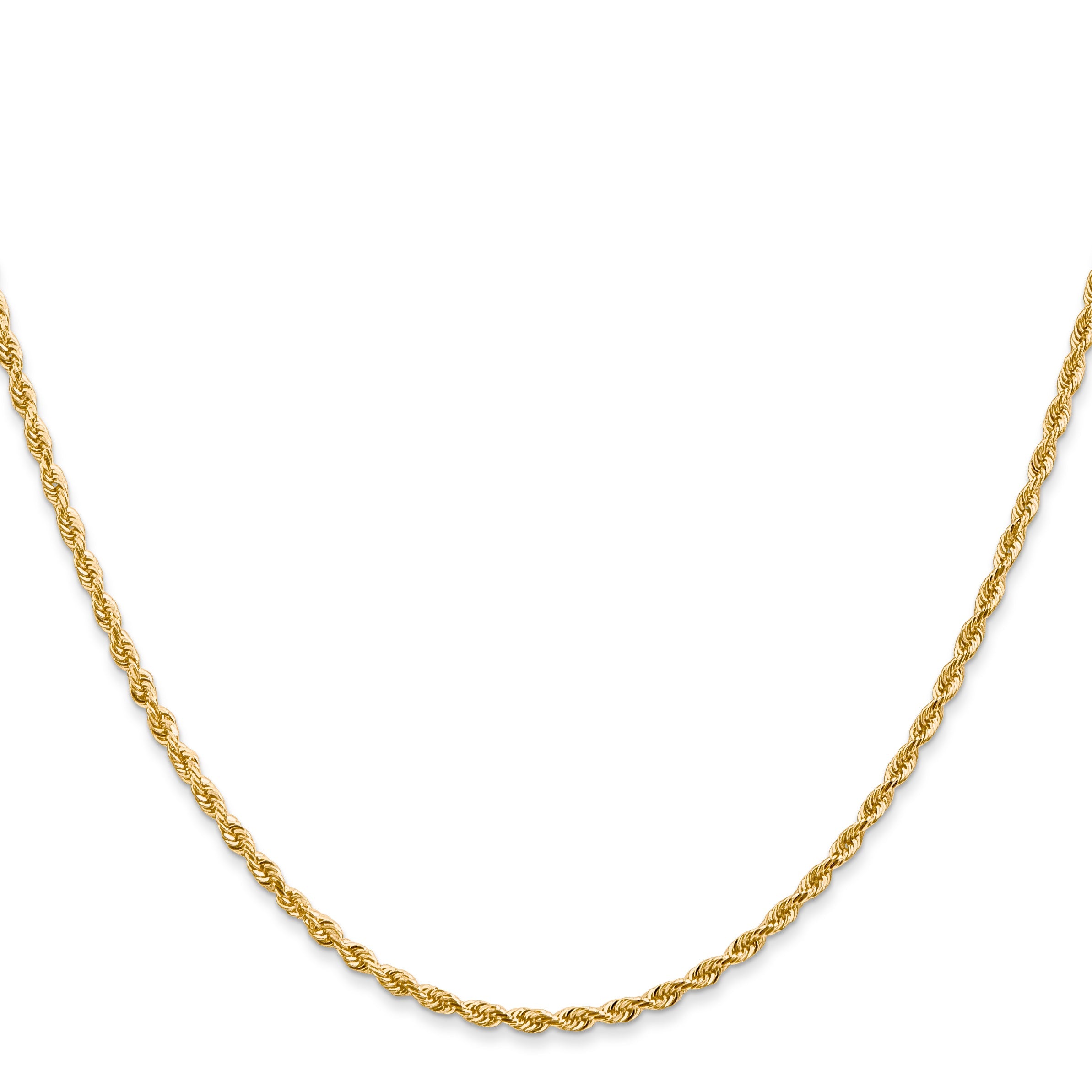 14K Yellow Gold 24 Inch 2mm Diamond-Cut Quadruple Rope Lobster Clasp Chain Necklace