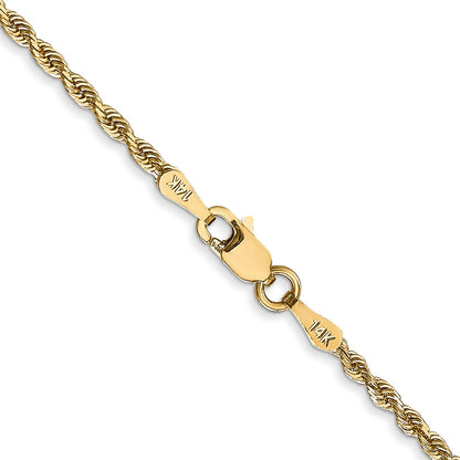 14K Yellow Gold 26 Inch 2mm Diamond-Cut Quadruple Rope Lobster Clasp Chain Necklace