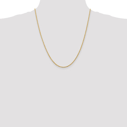 14K Yellow Gold 22 Inch 2mm Diamond-Cut Quadruple Rope Lobster Clasp Chain Necklace