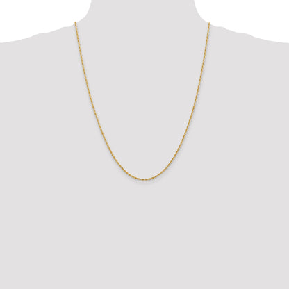 14K Yellow Gold 24 Inch 2mm Diamond-Cut Quadruple Rope Lobster Clasp Chain Necklace