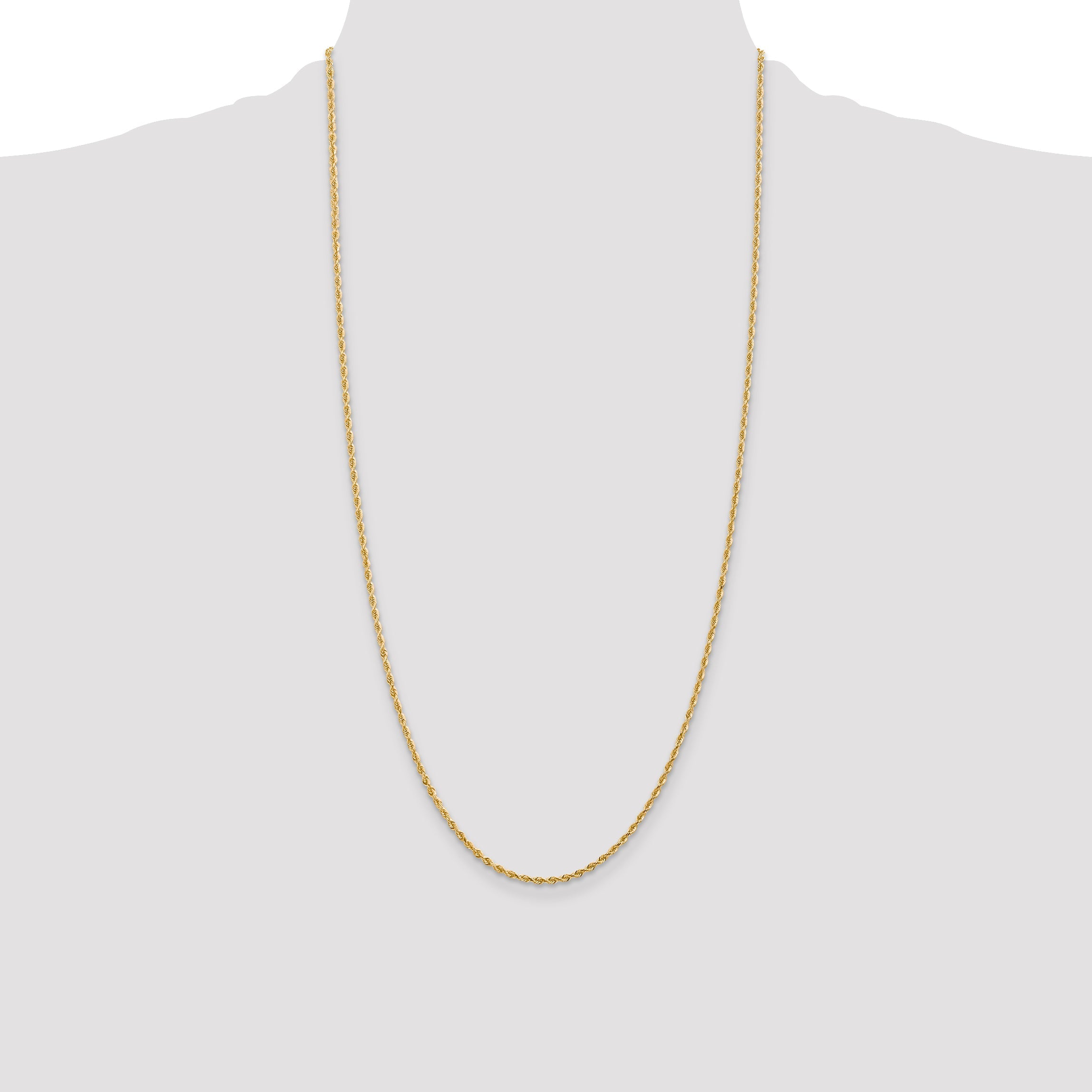 14K Yellow Gold 28 Inch 2mm Diamond-Cut Quadruple Rope Lobster Clasp Chain Necklace