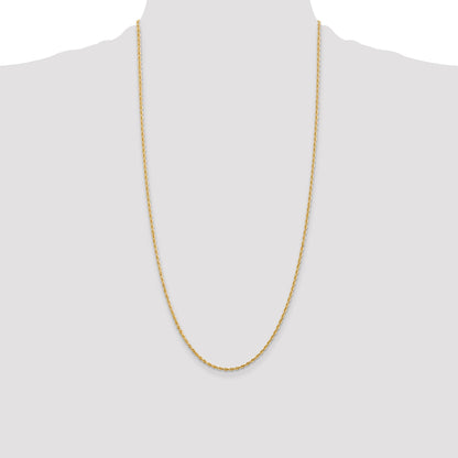 14K Yellow Gold 28 Inch 2mm Diamond-Cut Quadruple Rope Lobster Clasp Chain Necklace
