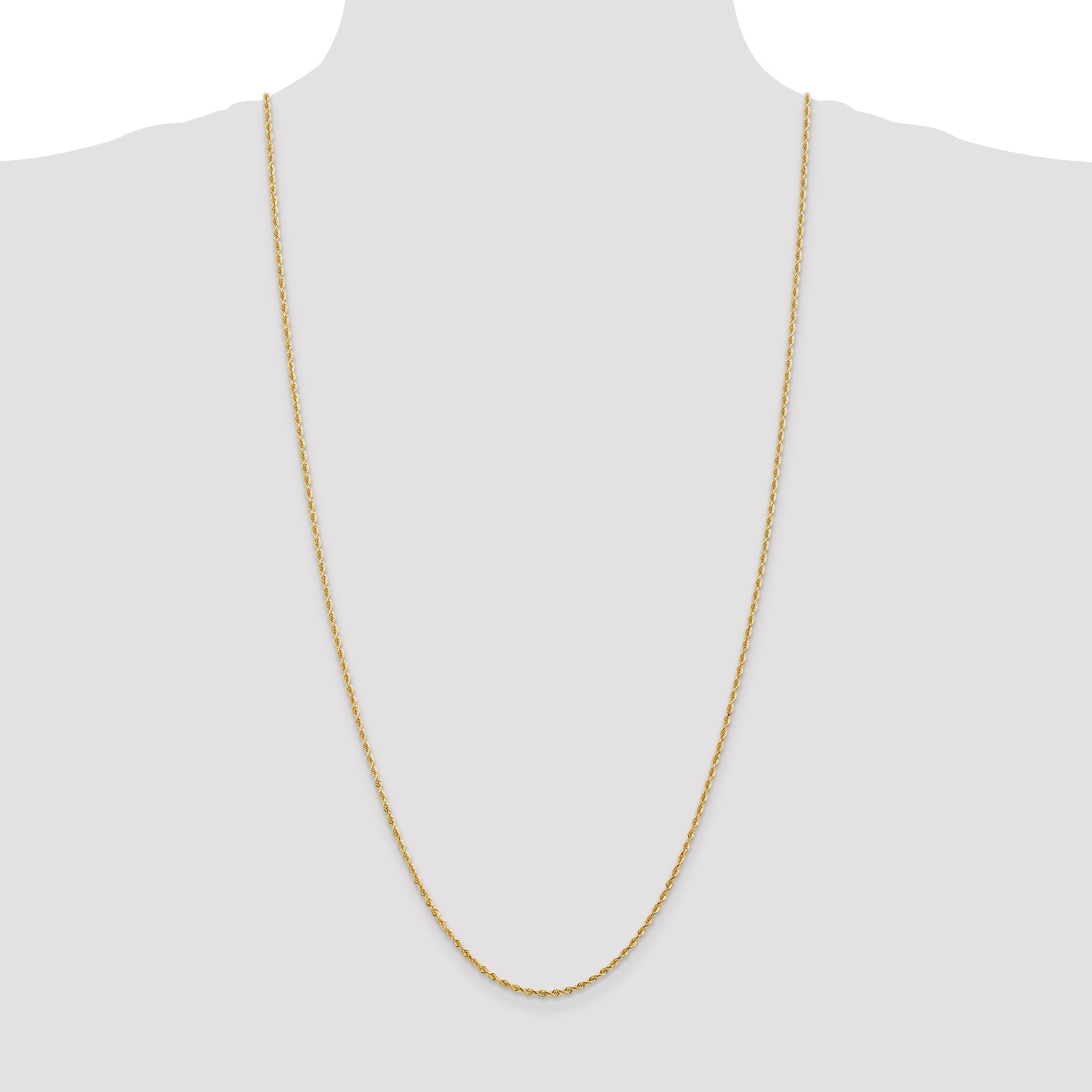 14K Yellow Gold 30 Inch 2mm Diamond-Cut Quadruple Rope Lobster Clasp Chain Necklace