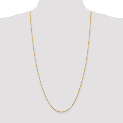 14K Yellow Gold 30 Inch 2mm Diamond-Cut Quadruple Rope Lobster Clasp Chain Necklace