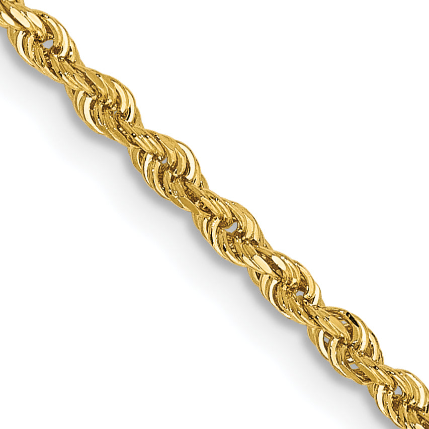 14K Yellow Gold 24 Inch 2mm Diamond-Cut Quadruple Rope Lobster Clasp Chain Necklace