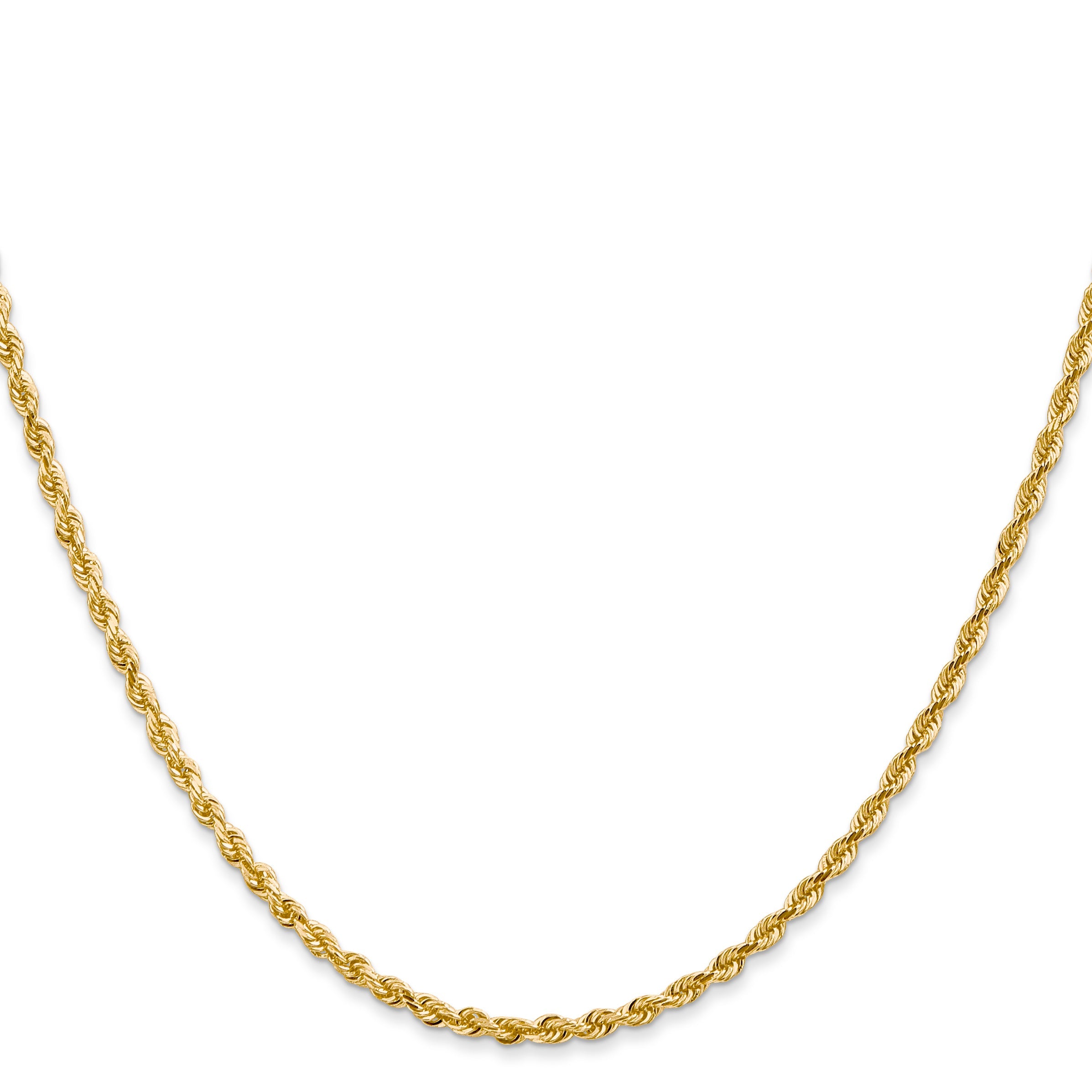 14K Yellow Gold 18 Inch 2.25mm Diamond-Cut Quadruple Rope Lobster Clasp Chain Necklace