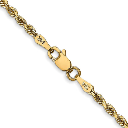 14K Yellow Gold 24 Inch 2.25mm Diamond-Cut Quadruple Rope Lobster Clasp Chain Necklace