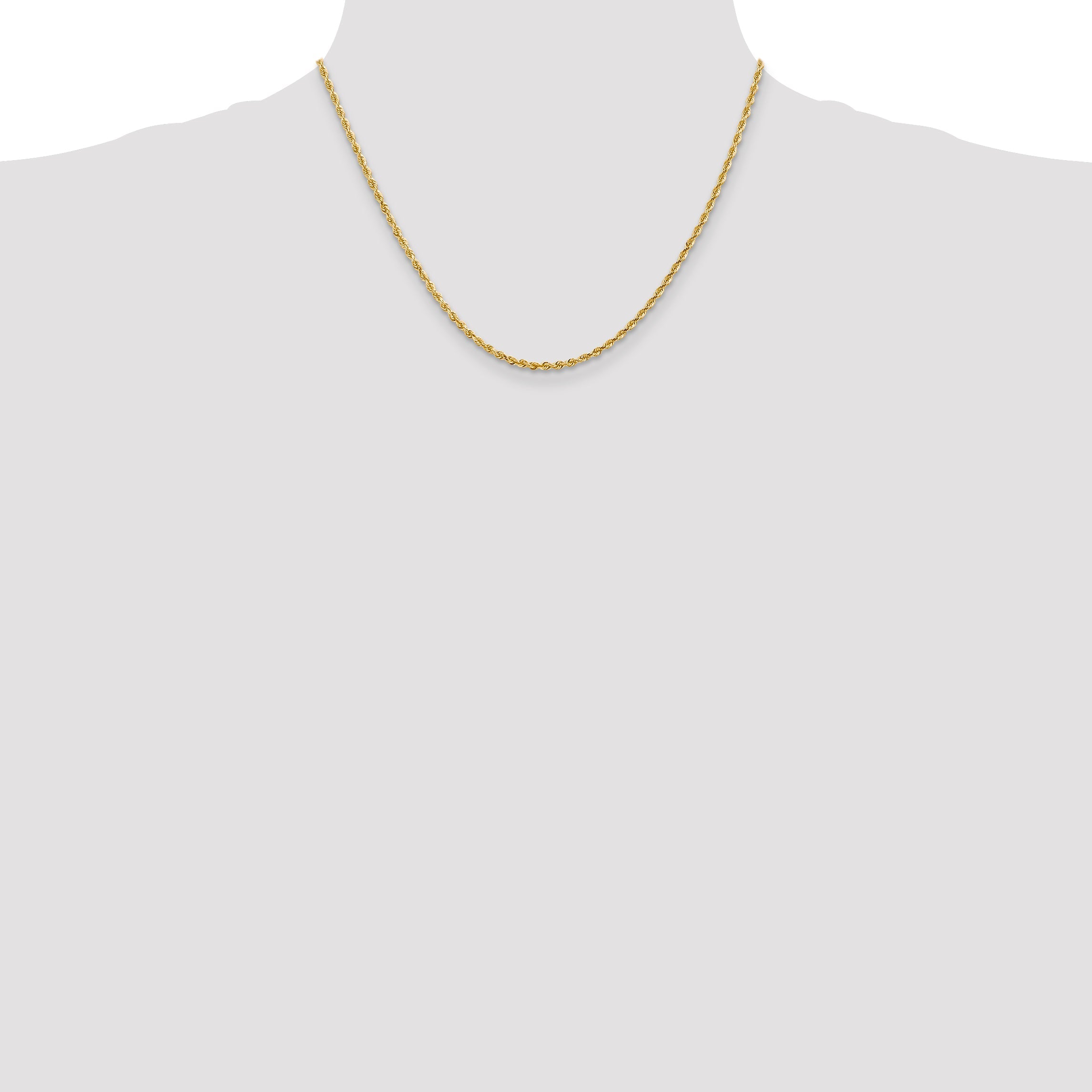 14K Yellow Gold 18 Inch 2.25mm Diamond-Cut Quadruple Rope Lobster Clasp Chain Necklace