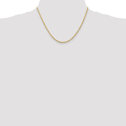 14K Yellow Gold 18 Inch 2.25mm Diamond-Cut Quadruple Rope Lobster Clasp Chain Necklace