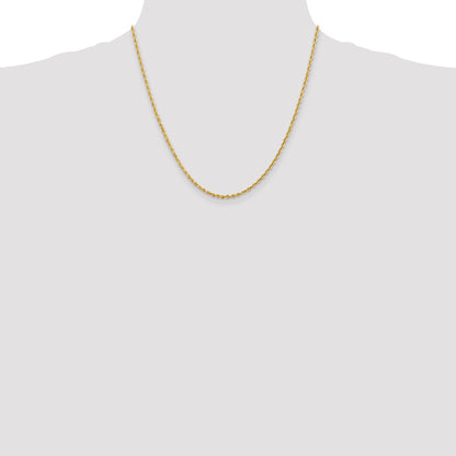 14K Yellow Gold 20 Inch 2.25mm Diamond-Cut Quadruple Rope Lobster Clasp Chain Necklace