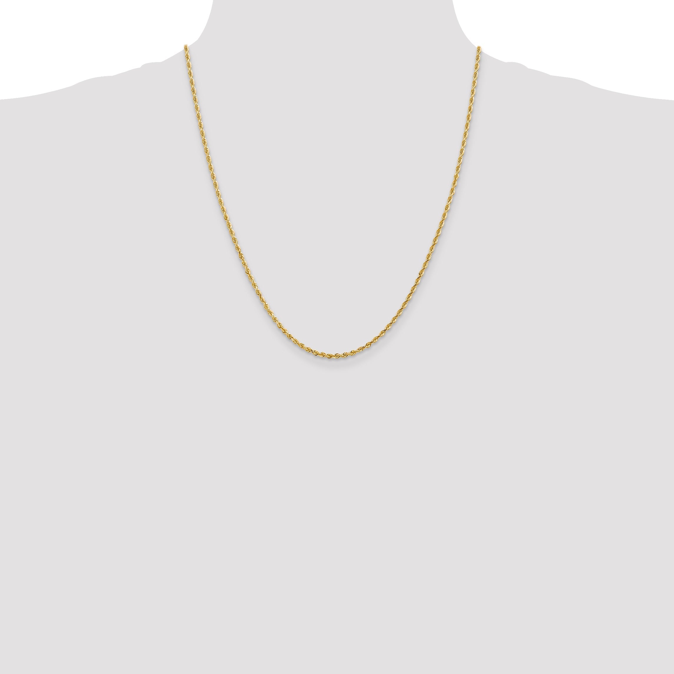 14K Yellow Gold 22 Inch 2.25mm Diamond-Cut Quadruple Rope Lobster Clasp Chain Necklace