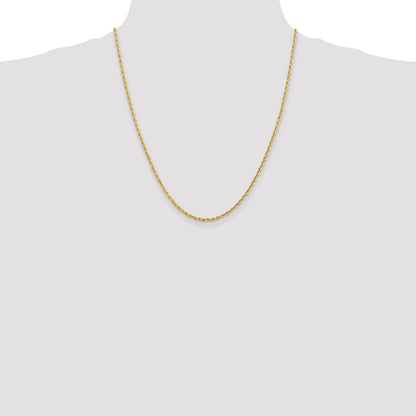 14K Yellow Gold 22 Inch 2.25mm Diamond-Cut Quadruple Rope Lobster Clasp Chain Necklace
