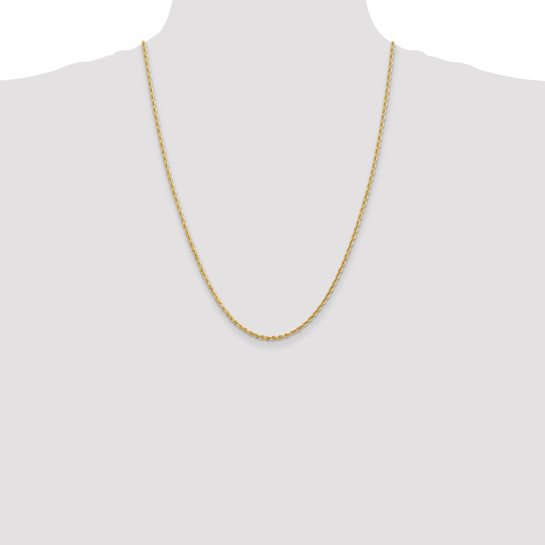 14K Yellow Gold 24 Inch 2.25mm Diamond-Cut Quadruple Rope Lobster Clasp Chain Necklace