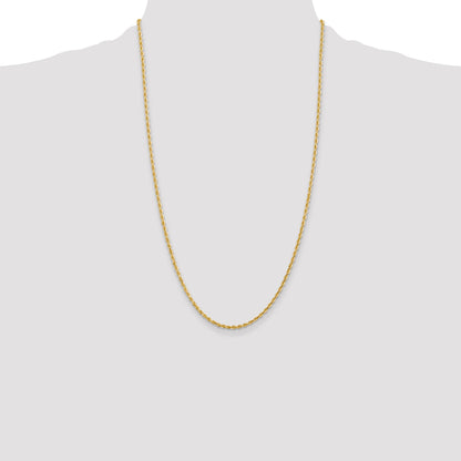 14K Yellow Gold 26 Inch 2.25mm Diamond-Cut Quadruple Rope Lobster Clasp Chain Necklace
