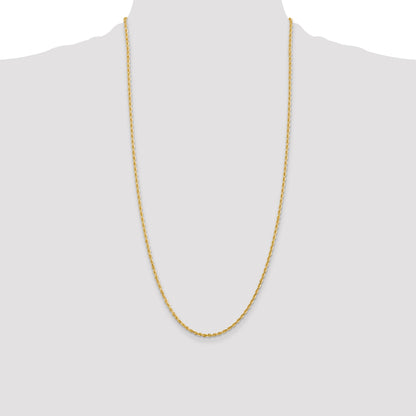 14K Yellow Gold 28 Inch 2.25mm Diamond-Cut Quadruple Rope Lobster Clasp Chain Necklace