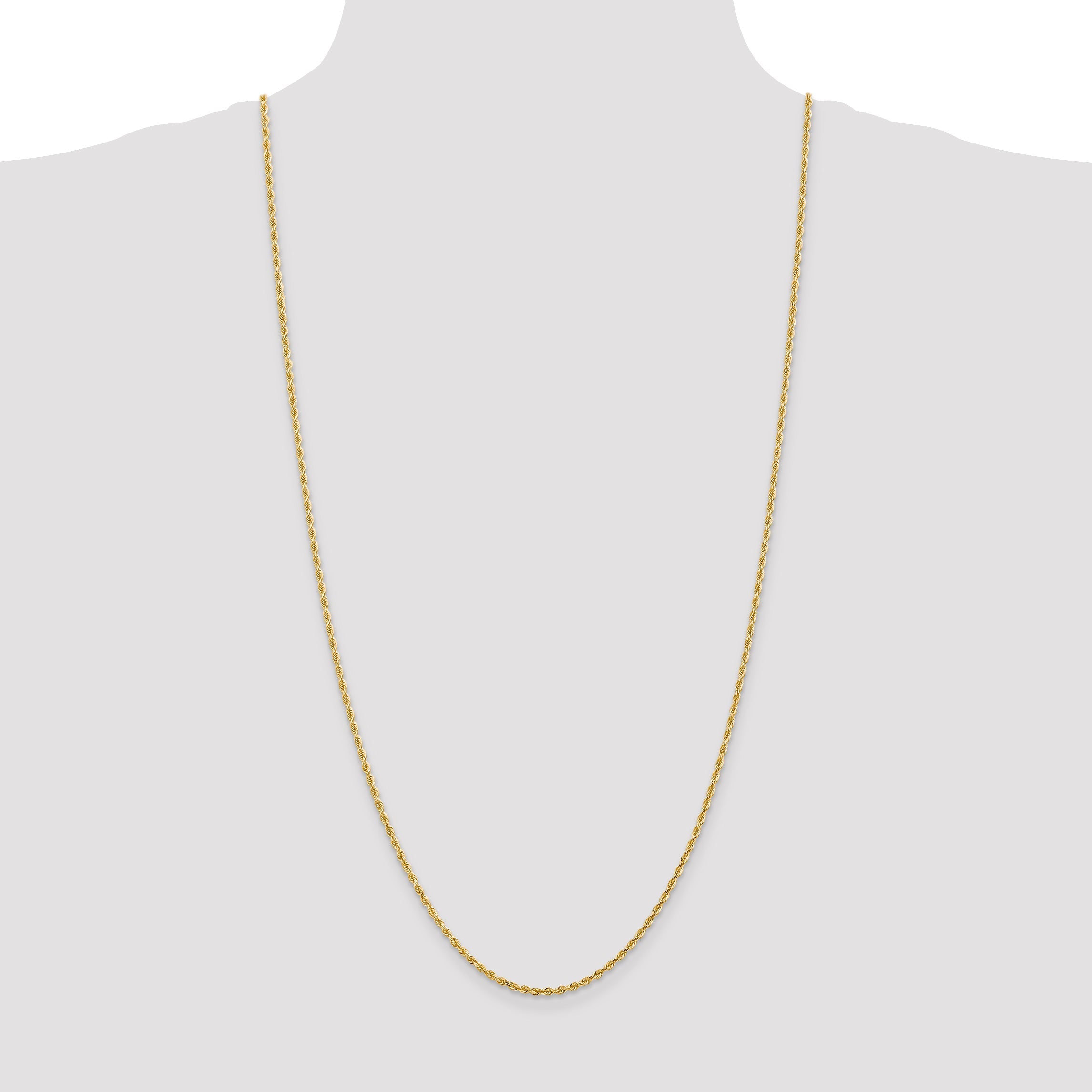 14K Yellow Gold 30 Inch 2.25mm Diamond-Cut Quadruple Rope Lobster Clasp Chain Necklace