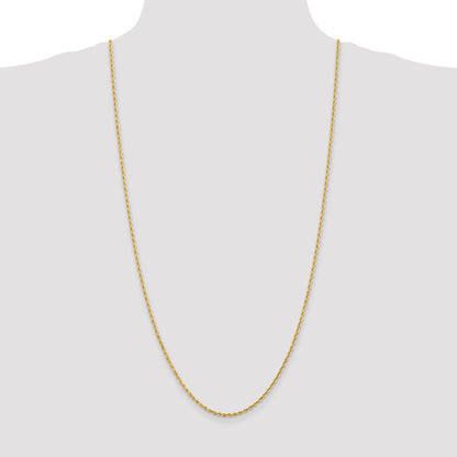 14K Yellow Gold 30 Inch 2.25mm Diamond-Cut Quadruple Rope Lobster Clasp Chain Necklace