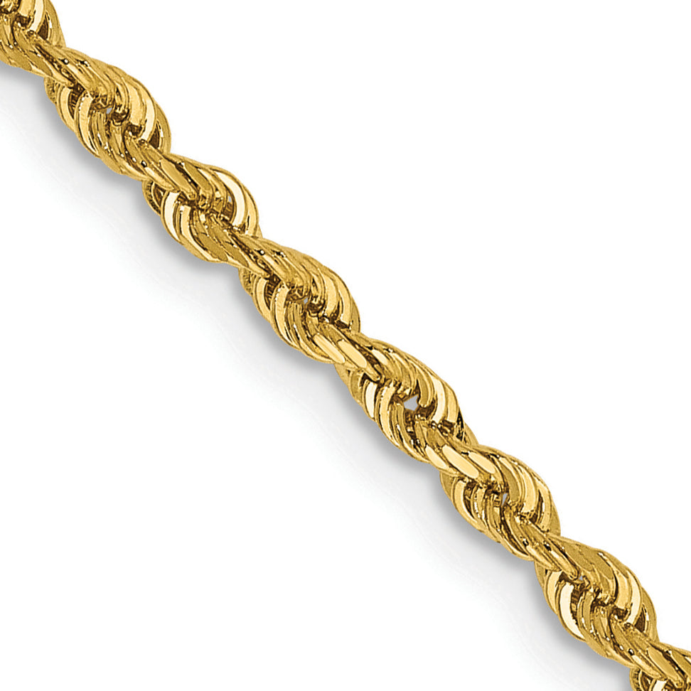 14K Yellow Gold 18 Inch 2.25mm Diamond-Cut Quadruple Rope Lobster Clasp Chain Necklace