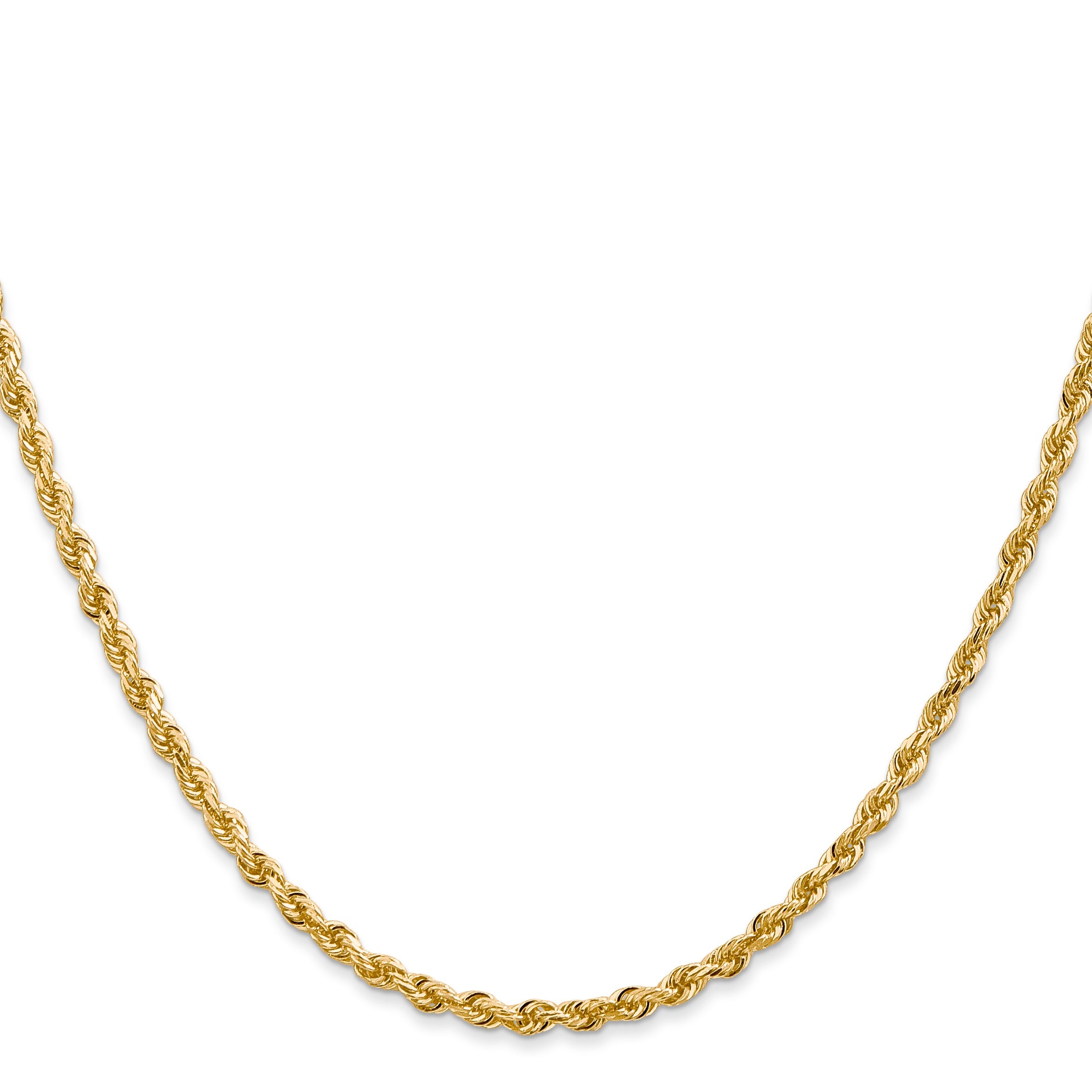 14K Yellow Gold 28 Inch 2.75mm Diamond-Cut Quadruple Rope Lobster Clasp Chain Necklace