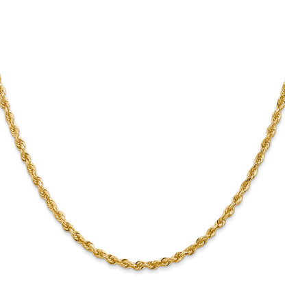 14K Yellow Gold 24 Inch 2.75mm Diamond-Cut Quadruple Rope Lobster Clasp Chain Necklace