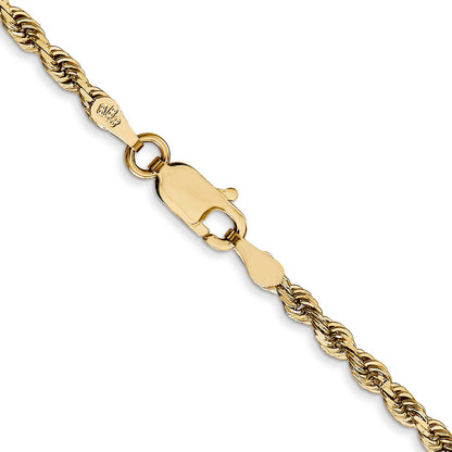 14K Yellow Gold 20 Inch 2.75mm Diamond-Cut Quadruple Rope Lobster Clasp Chain Necklace