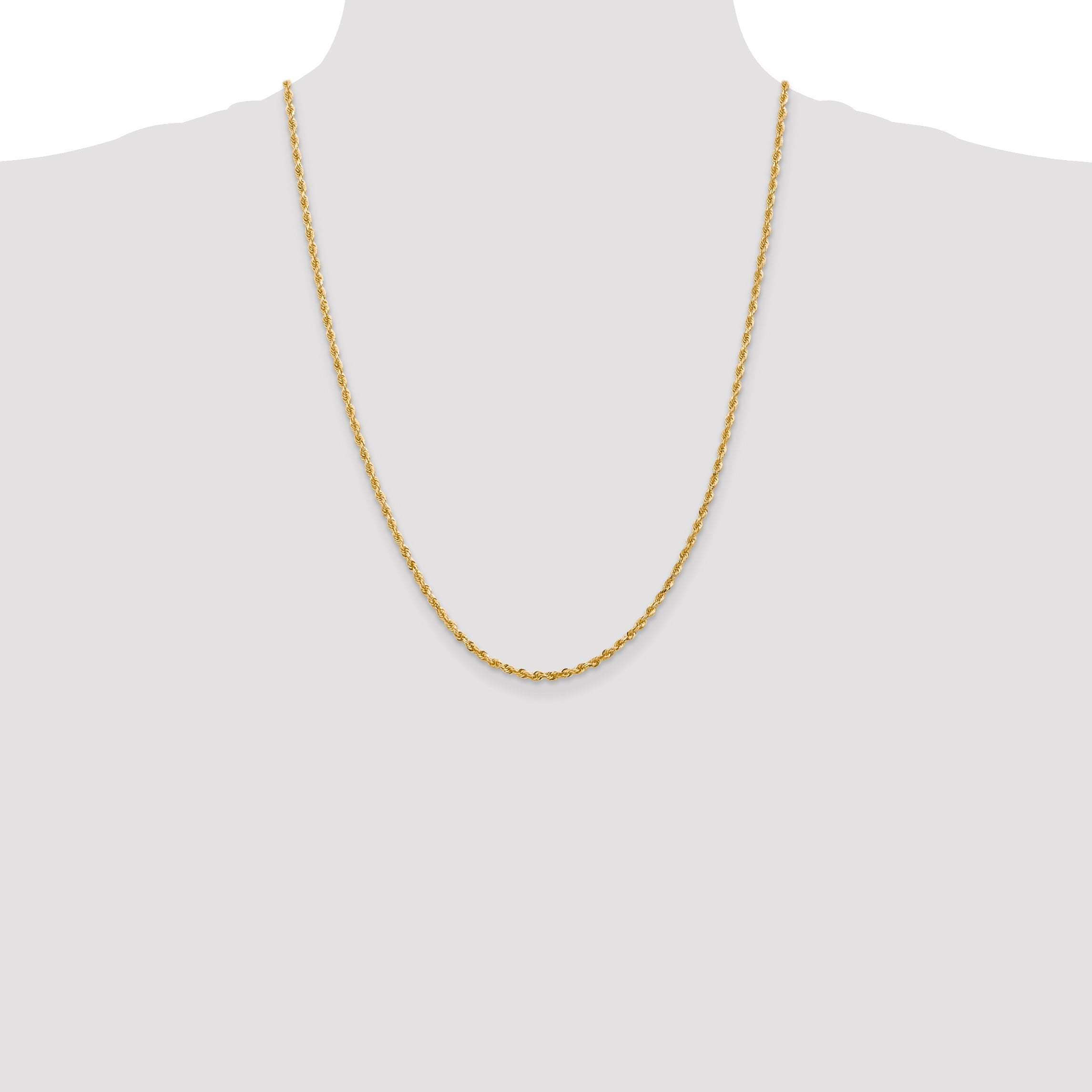14K Yellow Gold 24 Inch 2.75mm Diamond-Cut Quadruple Rope Lobster Clasp Chain Necklace