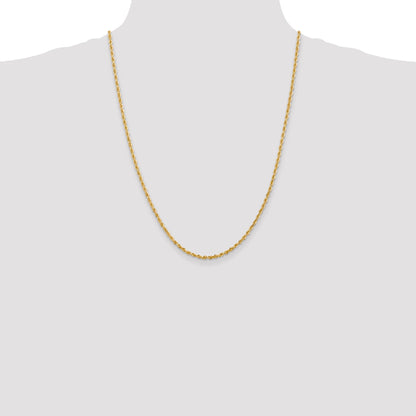14K Yellow Gold 24 Inch 2.75mm Diamond-Cut Quadruple Rope Lobster Clasp Chain Necklace