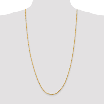 14K Yellow Gold 30 Inch 2.75mm Diamond-Cut Quadruple Rope Lobster Clasp Chain Necklace