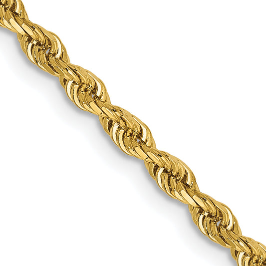 14K Yellow Gold 20 Inch 2.75mm Diamond-Cut Quadruple Rope Lobster Clasp Chain Necklace