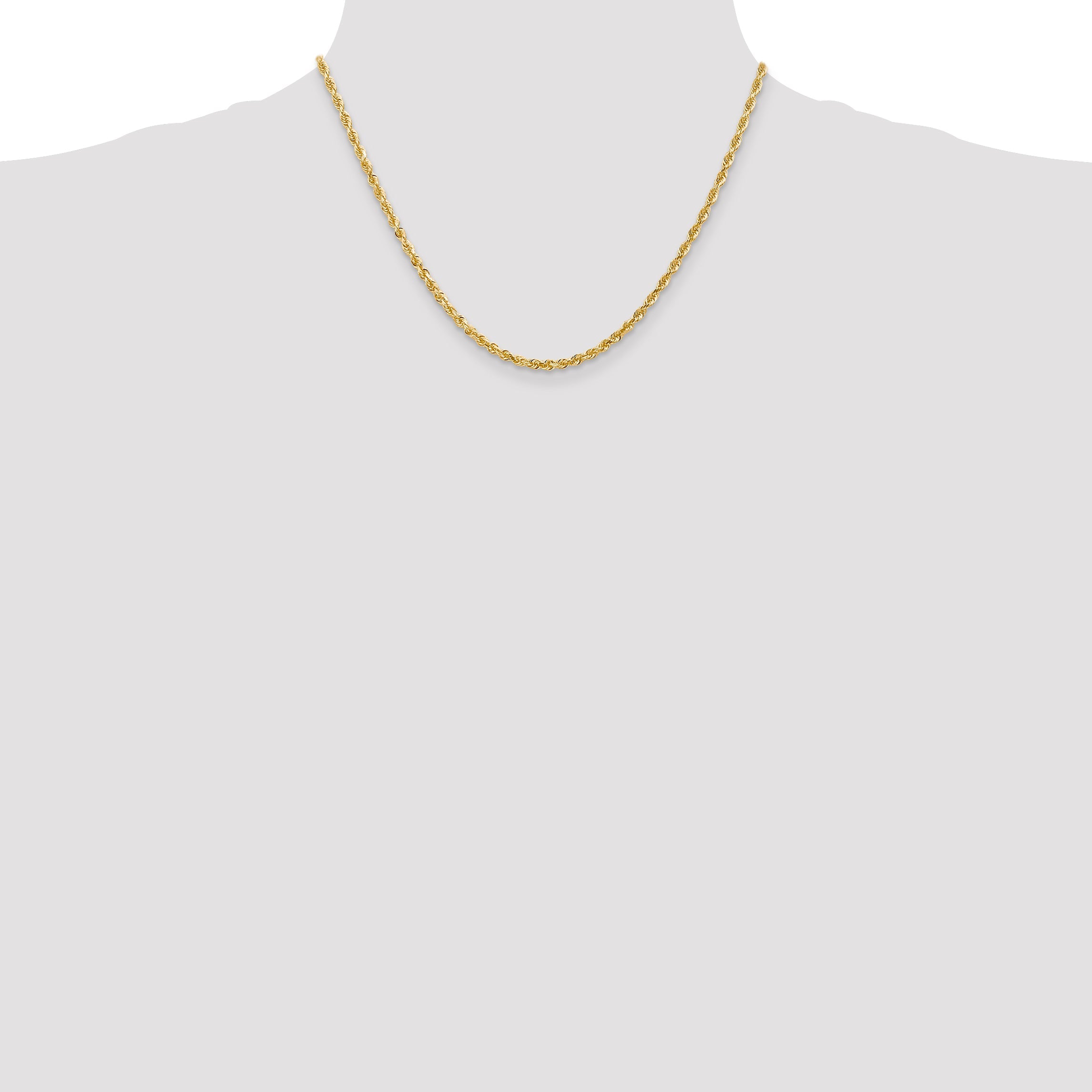 14K Yellow Gold 18 Inch 3mm Diamond-Cut Quadruple Rope Lobster Clasp Chain Necklace