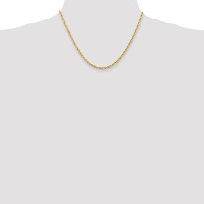 14K Yellow Gold 18 Inch 3mm Diamond-Cut Quadruple Rope Lobster Clasp Chain Necklace