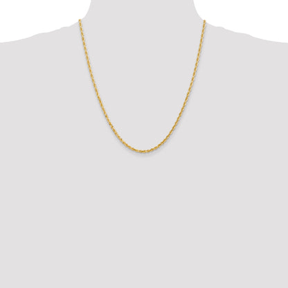 14K Yellow Gold 22 Inch 3mm Diamond-Cut Quadruple Rope Lobster Clasp Chain Necklace